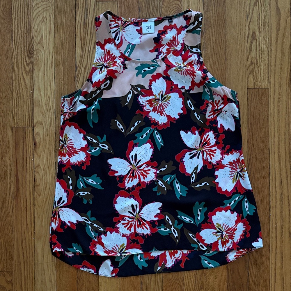 CAbi Floral Tank Top - Black, Red, and Green